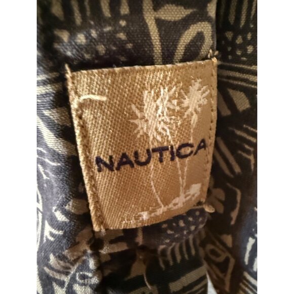 Nautica Mens Vintage Gray Short-Sleeve Button-Up Shirt 100% Easy Care Silk Hawai - Picture 4 of 9